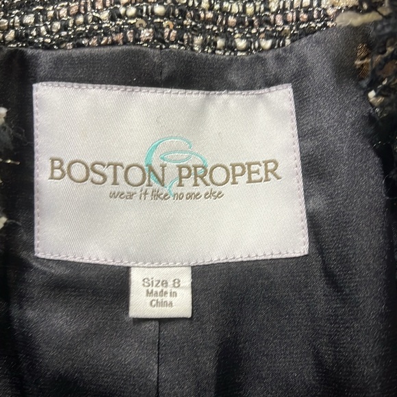 Boston Proper Tweed Chain Trim Blazer - Picture 4 of 6